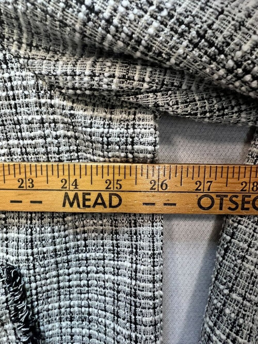 Lane Bryant Women's Tweed One Button Blazer Jacket Fringe Trim Sz 22 Black White - Picture 8 of 11